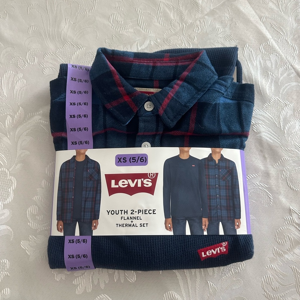 Levi's Navy and Red Plaid boys 2 pack  Shirts